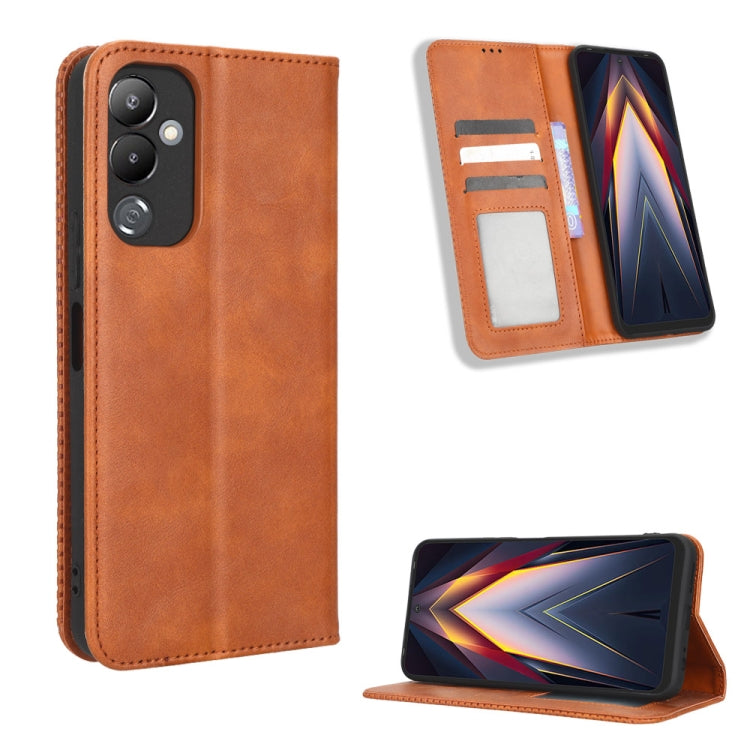 Custodia per telefono in pelle con trama retrò con fibbia magnetica, For TCL ION Z, For Tecno Pop 6 BE7, For vivo X90 5G, For vivo X90 Pro+, For Tecno Pova 4, For Infinix Hot 20 4G X682B