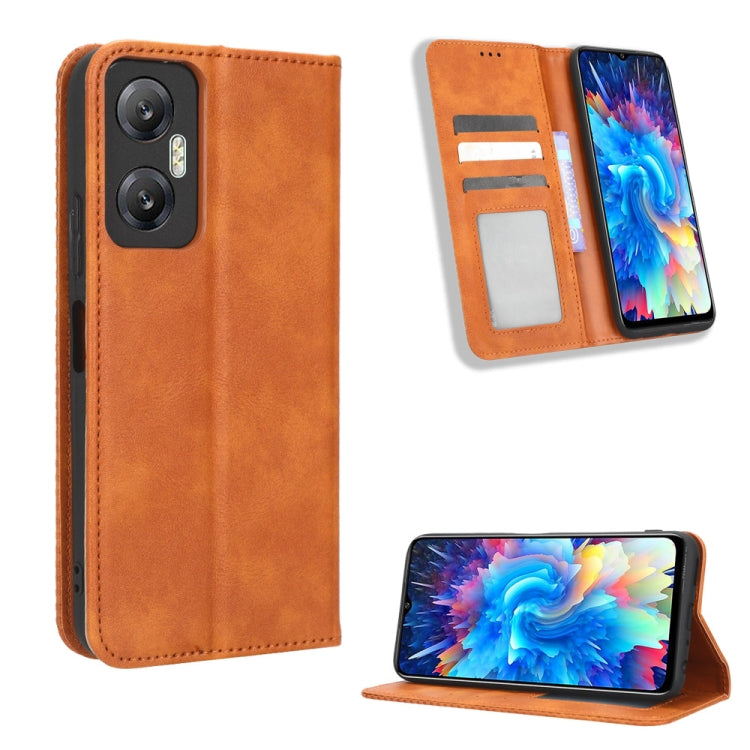 Custodia per telefono in pelle con trama retrò con fibbia magnetica, For Infinix Hot 20 5G X666B, For Infinix Hot 20S X6827, For Tecno Pova 4 Pro, For Huawei nova Y61, For Blackview BV5200, For Honor 80 SE 5G