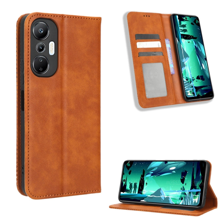 Custodia per telefono in pelle con trama retrò con fibbia magnetica, For Infinix Hot 20 5G X666B, For Infinix Hot 20S X6827, For Tecno Pova 4 Pro, For Huawei nova Y61, For Blackview BV5200, For Honor 80 SE 5G