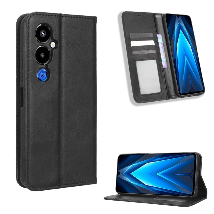 Custodia per telefono in pelle con trama retrò con fibbia magnetica, For Infinix Hot 20 5G X666B, For Infinix Hot 20S X6827, For Tecno Pova 4 Pro, For Huawei nova Y61, For Blackview BV5200, For Honor 80 SE 5G