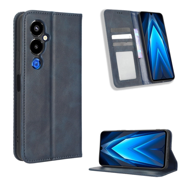 Custodia per telefono in pelle con trama retrò con fibbia magnetica, For Infinix Hot 20 5G X666B, For Infinix Hot 20S X6827, For Tecno Pova 4 Pro, For Huawei nova Y61, For Blackview BV5200, For Honor 80 SE 5G
