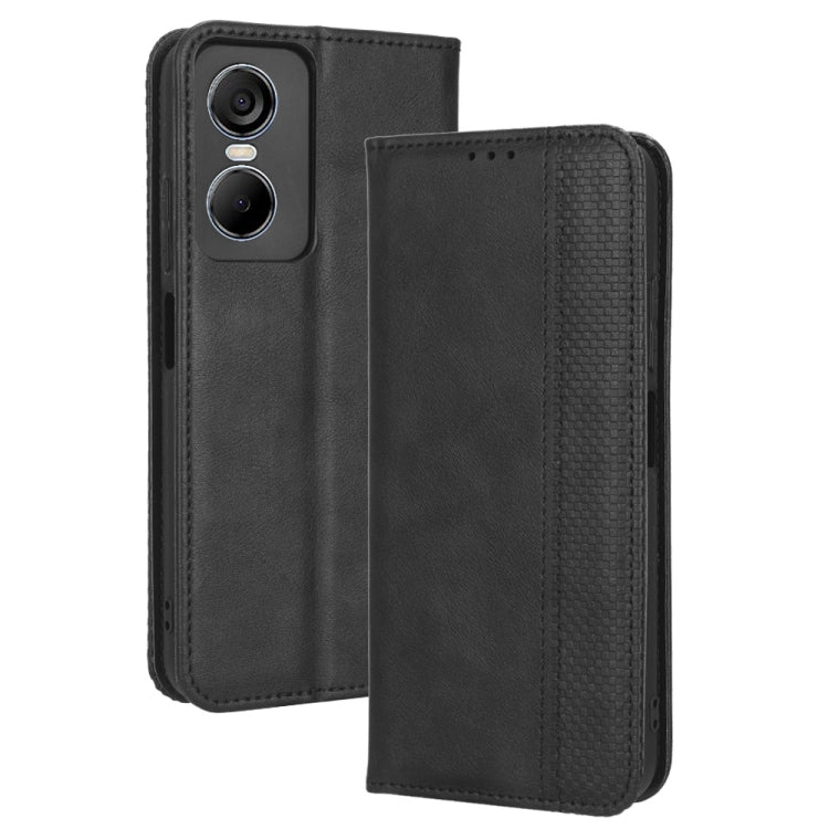 Custodia per telefono in pelle con trama retrò con fibbia magnetica, For Tecno Pop 6 Pro BE8, For Infinix Hot 20i, For Infinix Note 12 Pro 4G X676B, For Tecno Pova Neo 2, For Xiaomi Redmi 11 Prime 4G, For Xiaomi Redmi A1+