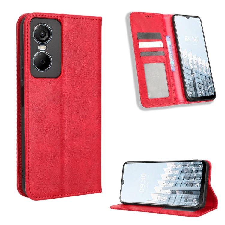 Custodia per telefono in pelle con trama retrò con fibbia magnetica, For Tecno Pop 6 Pro BE8, For Infinix Hot 20i, For Infinix Note 12 Pro 4G X676B, For Tecno Pova Neo 2, For Xiaomi Redmi 11 Prime 4G, For Xiaomi Redmi A1+
