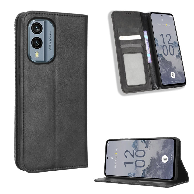 Custodia per telefono in pelle con trama retrò con fibbia magnetica, For Xiaomi Redmi Note 12 5G, For Xiaomi Redmi Note 12 Pro 5G, For Xiaomi Redmi Note 12 Pro+ Global, For Huawei nova 10 SE, For Honor Play 40 Plus, For Nokia X30 5G