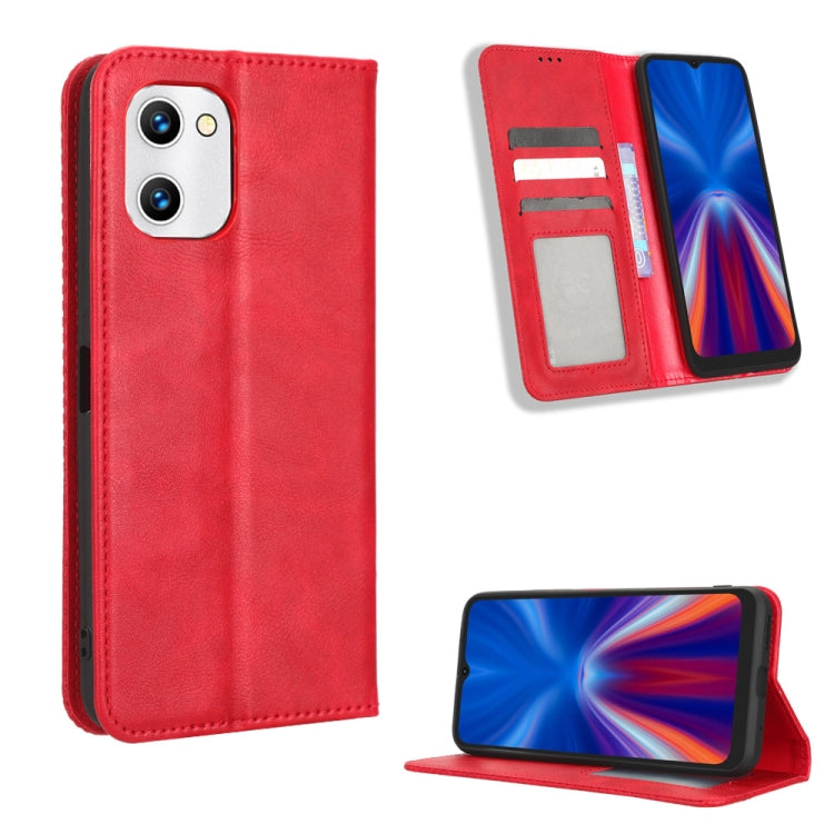 Custodia per telefono in pelle con trama retrò con fibbia magnetica, For Honor Play 6C / X8 5G / X6 4G, For Honor X20 SE / Huawei nova 10z, For Xiaomi 12T Pro, For Xiaomi Civi 2 5G / 12 Lite NE, For Umidigi G1
