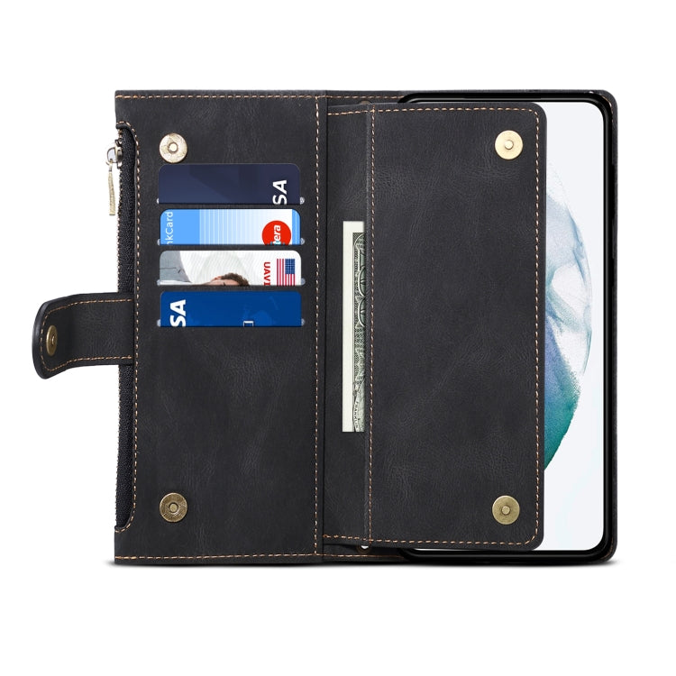 ESEBLE Custodia per telefono in pelle a vibrazione orizzontale retrò smerigliata, For Samsung Galaxy S23 Ultra 5G