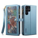 ESEBLE Star Series Lanyard Zipper Wallet Custodia in pelle RFID, For Samsung Galaxy S23 Ultra 5G