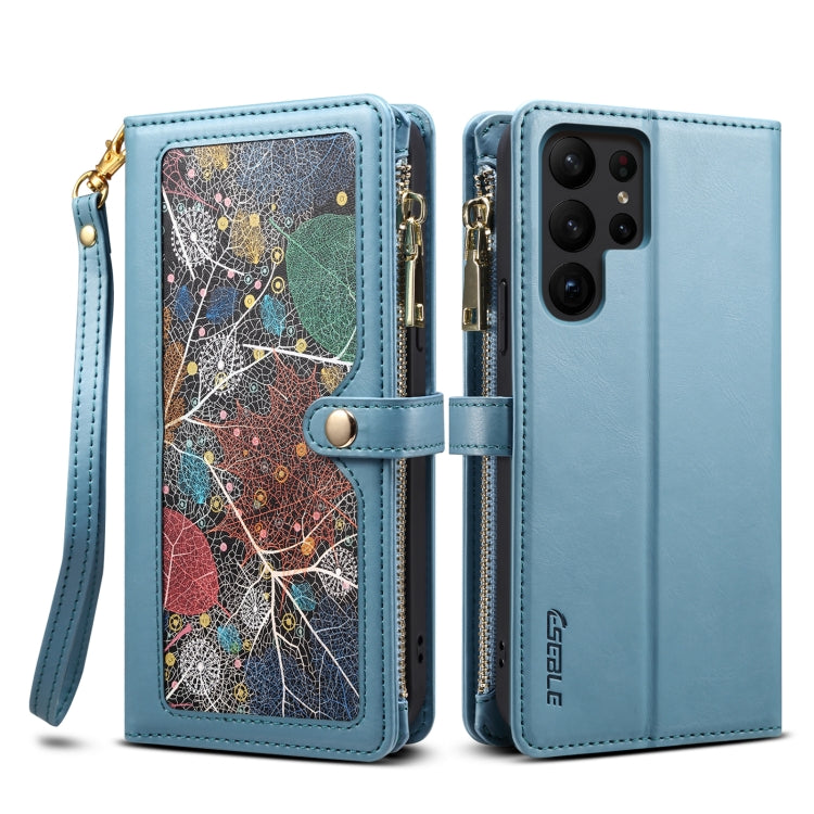 ESEBLE Star Series Lanyard Zipper Wallet Custodia in pelle RFID, For Samsung Galaxy S23 Ultra 5G