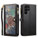 ESEBLE Star Series Lanyard Zipper Wallet Custodia in pelle RFID, For Samsung Galaxy S23 Ultra 5G