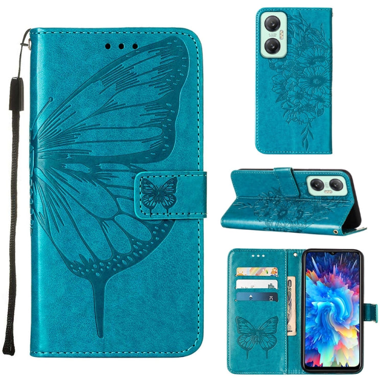Custodia per telefono in pelle con vibrazione a farfalla goffrata, For BLU View 2 2022 / 2020, For Infinix Hot 20 4G X6826, For Infinix Hot 20 5G X666 / X66B