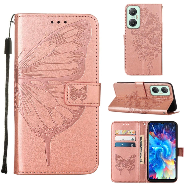 Custodia per telefono in pelle con vibrazione a farfalla goffrata, For BLU View 2 2022 / 2020, For Infinix Hot 20 4G X6826, For Infinix Hot 20 5G X666 / X66B