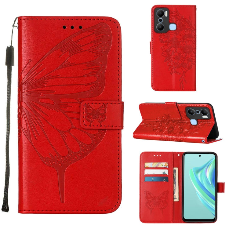 Custodia per telefono in pelle con vibrazione a farfalla goffrata, For Infinix Hot 20 Play, For Infinix Hot 20S / 20 Pro X6827, For Infinix Smart 7 X6515