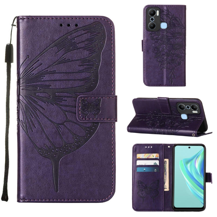 Custodia per telefono in pelle con vibrazione a farfalla goffrata, For Infinix Hot 20 Play, For Infinix Hot 20S / 20 Pro X6827, For Infinix Smart 7 X6515