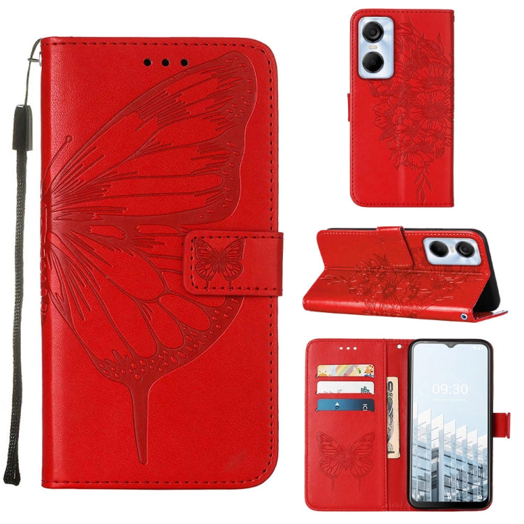 Custodia per telefono in pelle con vibrazione a farfalla goffrata, For Tecno Pop 6 Pro, For Tecno Pova 4 LG7N, For Tecno Pova 4 Pro LG8N
