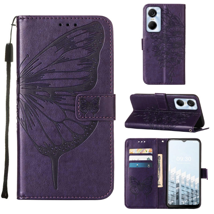 Custodia per telefono in pelle con vibrazione a farfalla goffrata, For Tecno Pop 6 Pro, For Tecno Pova 4 LG7N, For Tecno Pova 4 Pro LG8N