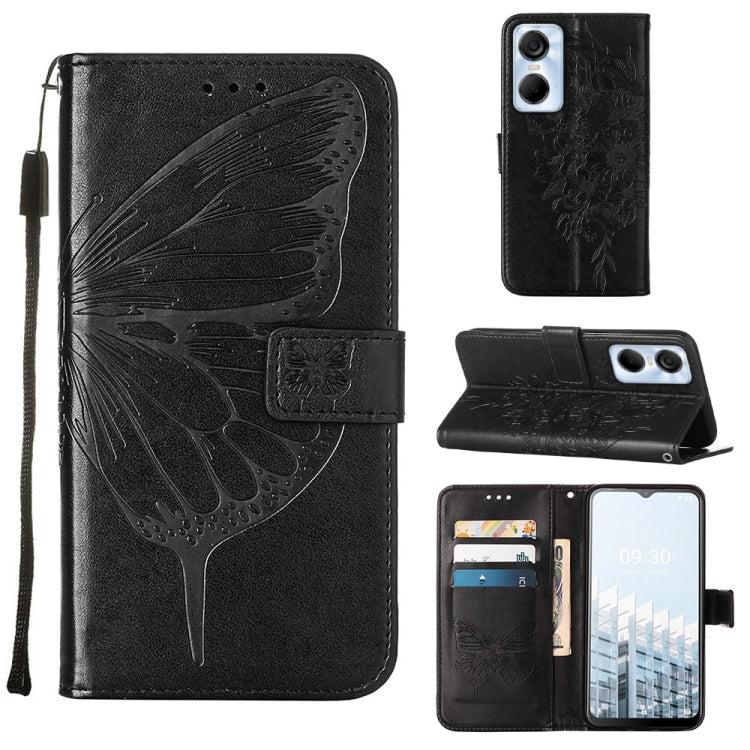 Custodia per telefono in pelle con vibrazione a farfalla goffrata, For Tecno Pop 6 Pro, For Tecno Pova 4 LG7N, For Tecno Pova 4 Pro LG8N