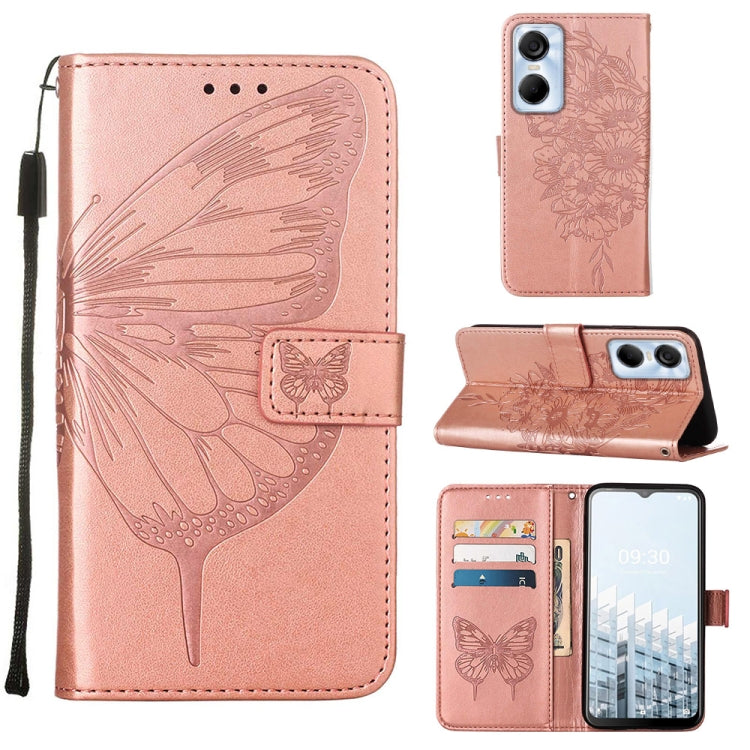 Custodia per telefono in pelle con vibrazione a farfalla goffrata, For Tecno Pop 6 Pro, For Tecno Pova 4 LG7N, For Tecno Pova 4 Pro LG8N