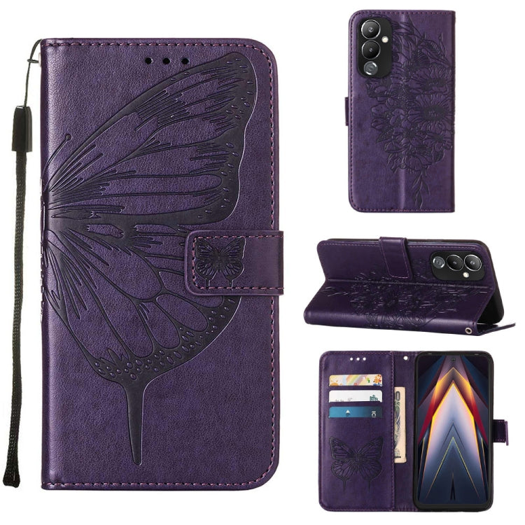 Custodia per telefono in pelle con vibrazione a farfalla goffrata, For Tecno Pop 6 Pro, For Tecno Pova 4 LG7N, For Tecno Pova 4 Pro LG8N