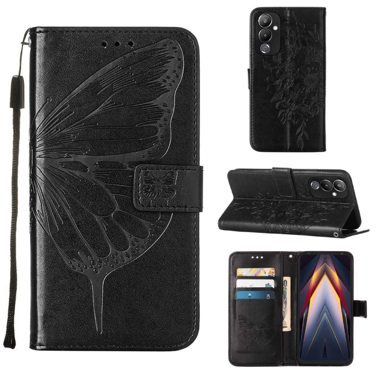 Custodia per telefono in pelle con vibrazione a farfalla goffrata, For Tecno Pop 6 Pro, For Tecno Pova 4 LG7N, For Tecno Pova 4 Pro LG8N