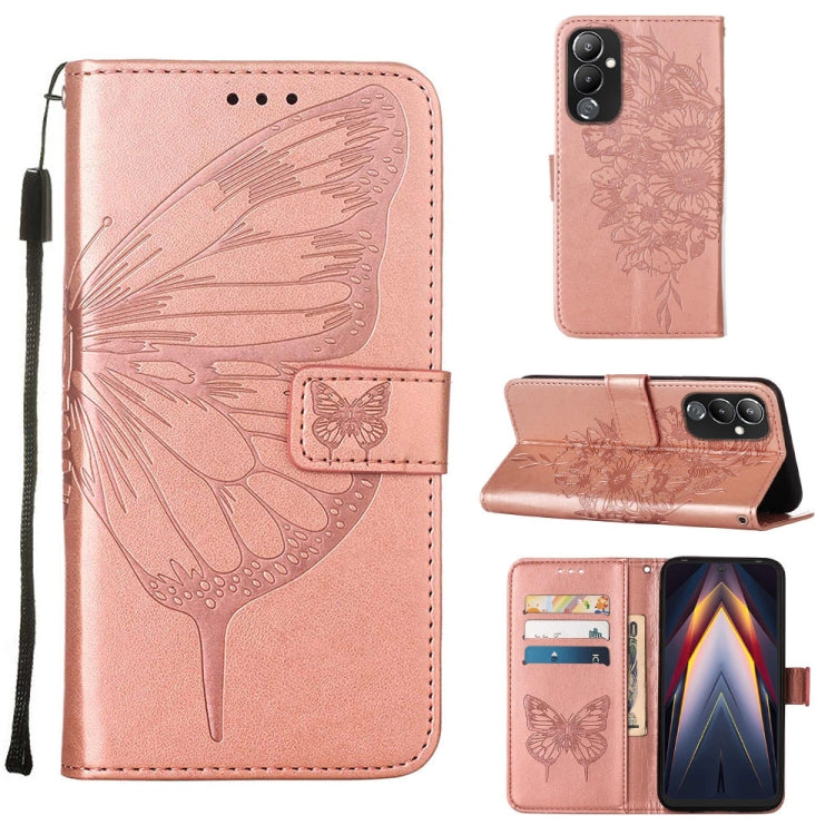 Custodia per telefono in pelle con vibrazione a farfalla goffrata, For Tecno Pop 6 Pro, For Tecno Pova 4 LG7N, For Tecno Pova 4 Pro LG8N