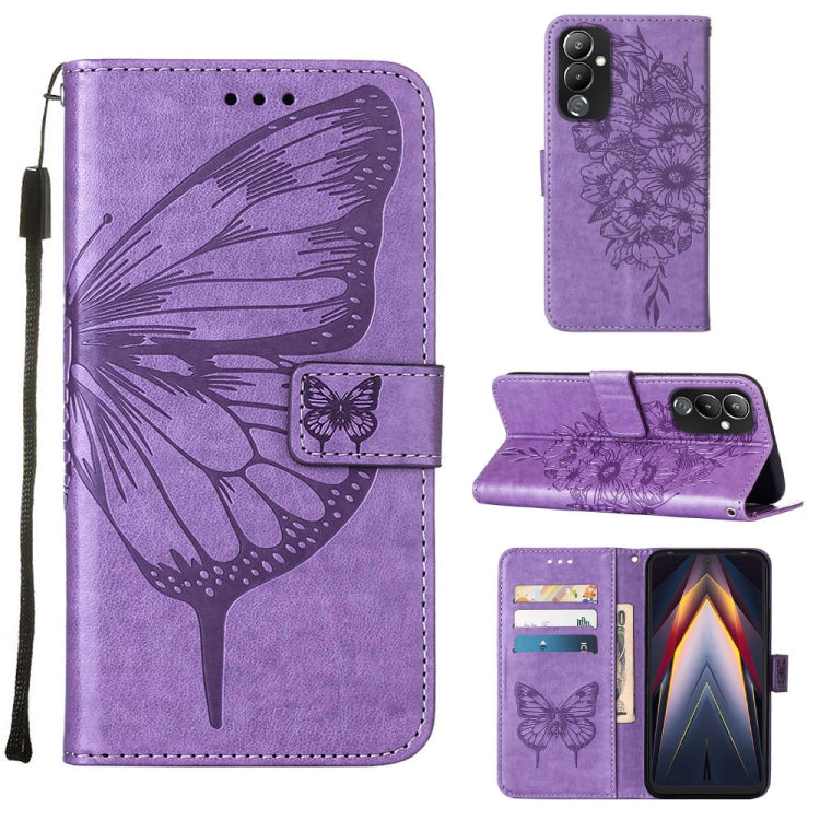 Custodia per telefono in pelle con vibrazione a farfalla goffrata, For Tecno Pop 6 Pro, For Tecno Pova 4 LG7N, For Tecno Pova 4 Pro LG8N