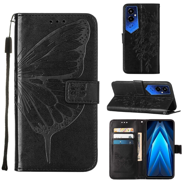 Custodia per telefono in pelle con vibrazione a farfalla goffrata, For Tecno Pop 6 Pro, For Tecno Pova 4 LG7N, For Tecno Pova 4 Pro LG8N