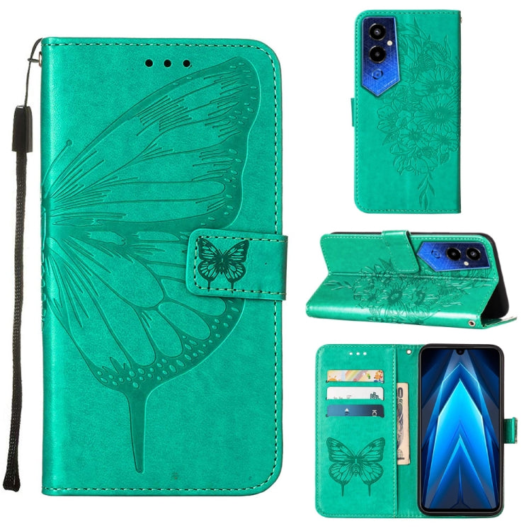 Custodia per telefono in pelle con vibrazione a farfalla goffrata, For Tecno Pop 6 Pro, For Tecno Pova 4 LG7N, For Tecno Pova 4 Pro LG8N