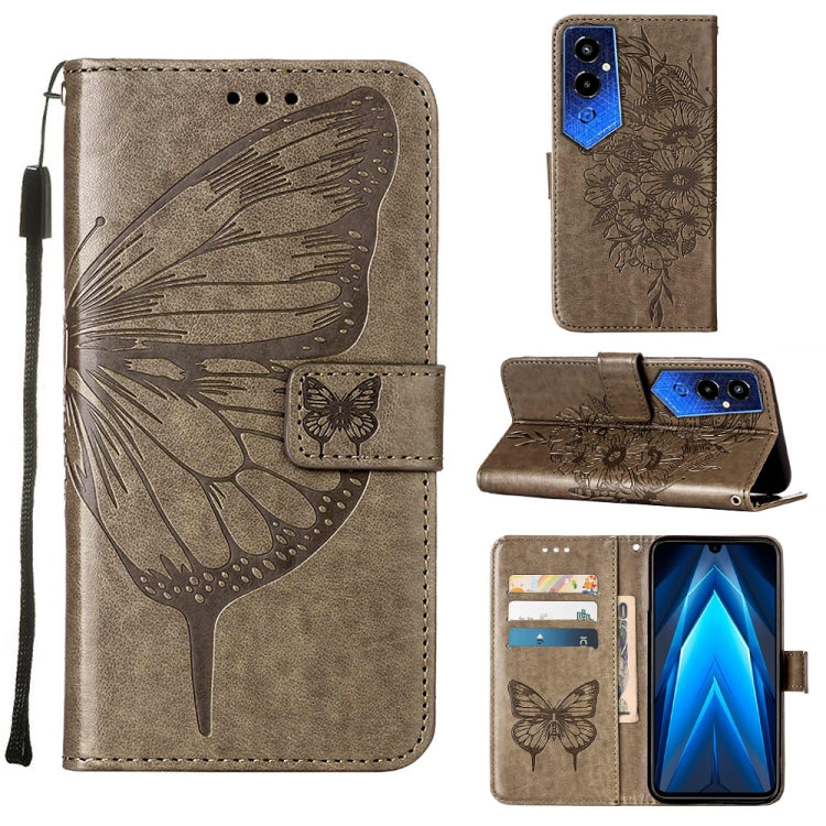Custodia per telefono in pelle con vibrazione a farfalla goffrata, For Tecno Pop 6 Pro, For Tecno Pova 4 LG7N, For Tecno Pova 4 Pro LG8N