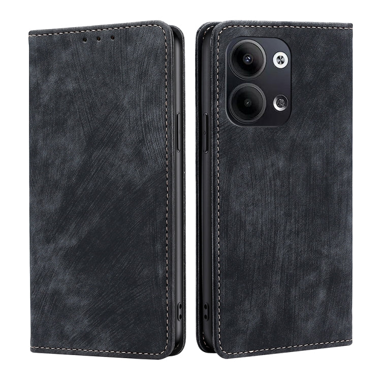 Custodia per telefono in pelle magnetica con spazzola antifurto RFID, For OPPO Reno9 5G / Reno9 Pro 5G, For OPPO Reno9 Pro+ 5G, For Realme 10 Pro 5G, For Realme 10 Pro+ 5G