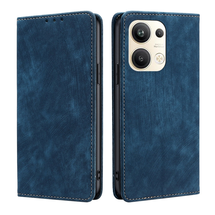 Custodia per telefono in pelle magnetica con spazzola antifurto RFID, For OPPO Reno9 5G / Reno9 Pro 5G, For OPPO Reno9 Pro+ 5G, For Realme 10 Pro 5G, For Realme 10 Pro+ 5G
