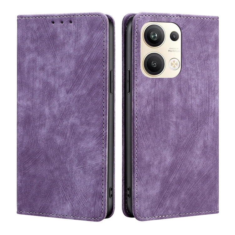Custodia per telefono in pelle magnetica con spazzola antifurto RFID, For OPPO Reno9 5G / Reno9 Pro 5G, For OPPO Reno9 Pro+ 5G, For Realme 10 Pro 5G, For Realme 10 Pro+ 5G