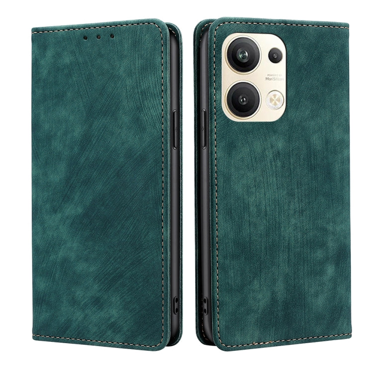 Custodia per telefono in pelle magnetica con spazzola antifurto RFID, For OPPO Reno9 5G / Reno9 Pro 5G, For OPPO Reno9 Pro+ 5G, For Realme 10 Pro 5G, For Realme 10 Pro+ 5G