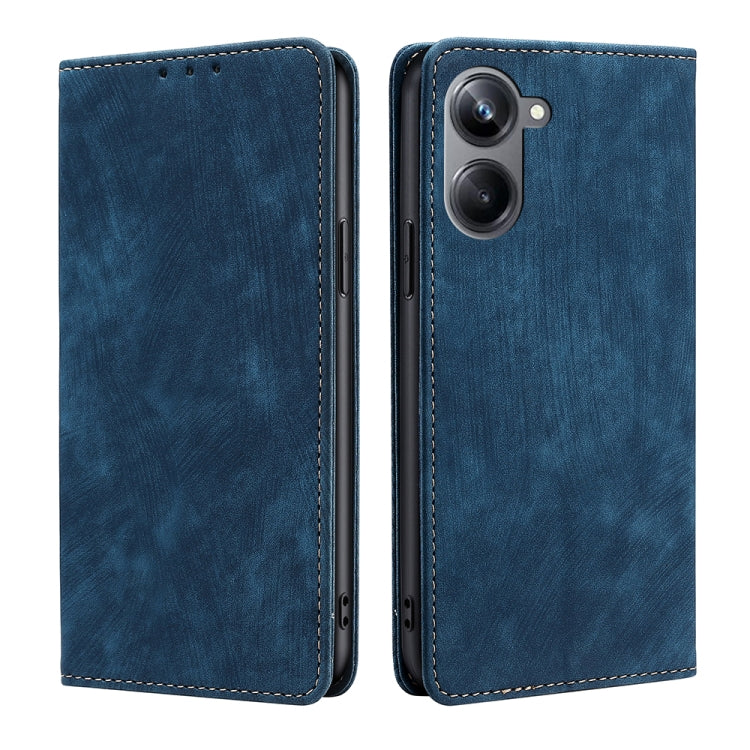Custodia per telefono in pelle magnetica con spazzola antifurto RFID, For OPPO Reno9 5G / Reno9 Pro 5G, For OPPO Reno9 Pro+ 5G, For Realme 10 Pro 5G, For Realme 10 Pro+ 5G