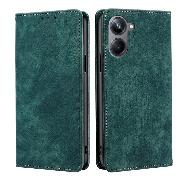 Custodia per telefono in pelle magnetica con spazzola antifurto RFID, For OPPO Reno9 5G / Reno9 Pro 5G, For OPPO Reno9 Pro+ 5G, For Realme 10 Pro 5G, For Realme 10 Pro+ 5G