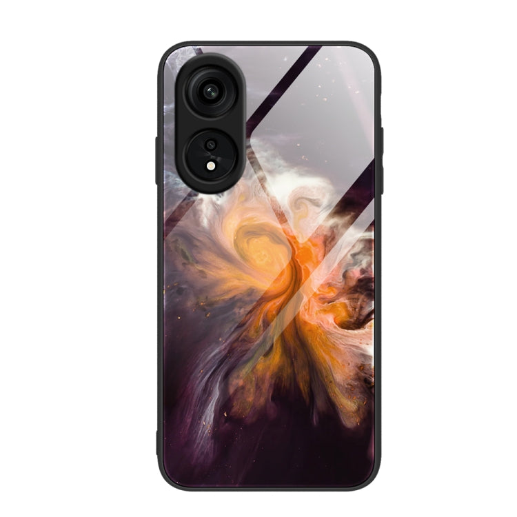Custodia per telefono in vetro con motivo in marmo, For OPPO A1 Pro