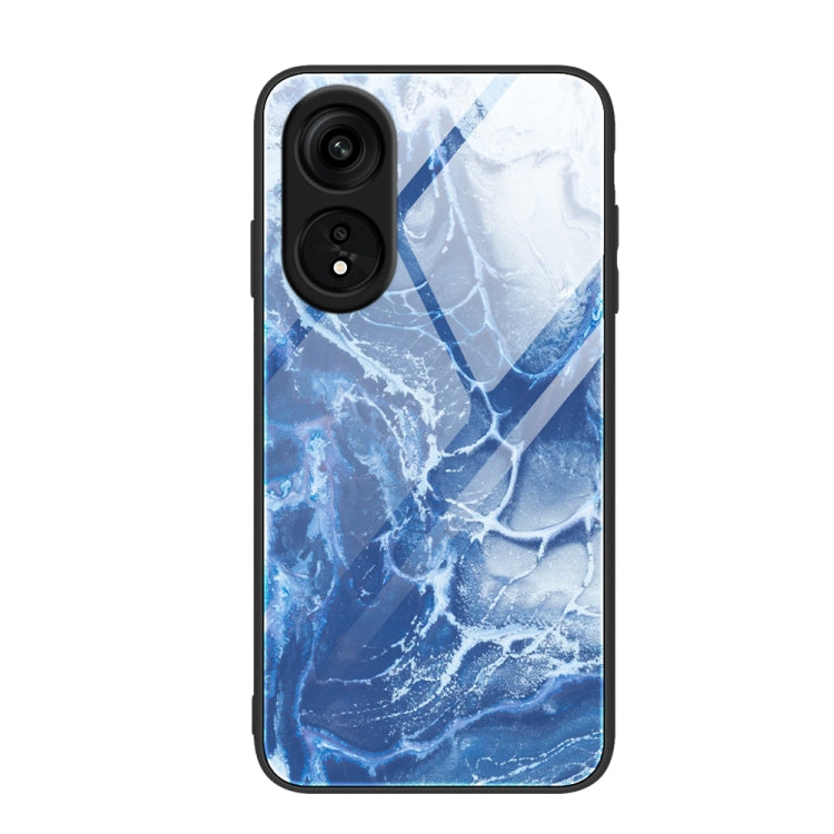 Custodia per telefono in vetro con motivo in marmo, For OPPO A1 Pro