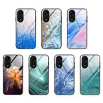 Custodia per telefono in vetro con motivo in marmo, For OPPO A1 Pro