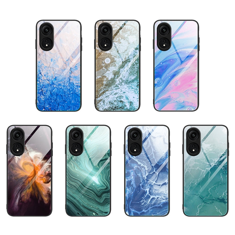 Custodia per telefono in vetro con motivo in marmo, For OPPO A1 Pro