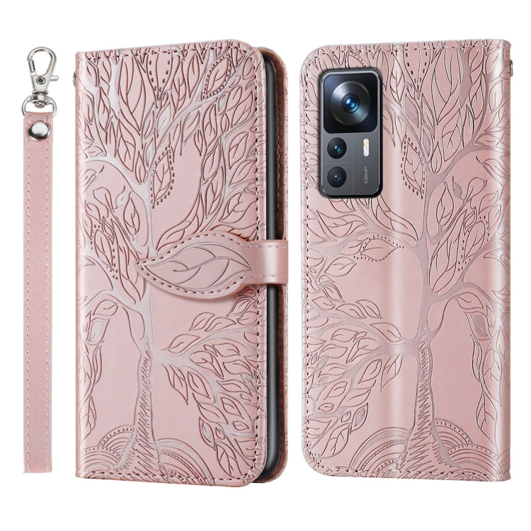Custodia per telefono in pelle con motivo in rilievo dell'albero della vita, For Xiaomi 13 Pro, For Xiaomi 12T