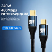 Cavo dati di ricarica rapida da tipo C a tipo C PD da 240 W, 0.5m, 1m, 1.5m, 2m, 3m