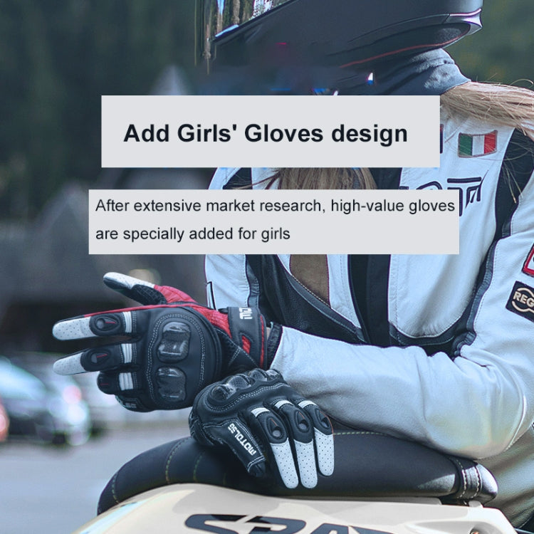 Un paio di guanti da moto in vera pelle con touch screen rigido in fibra di carbonio, S, M, L, XL, XXL