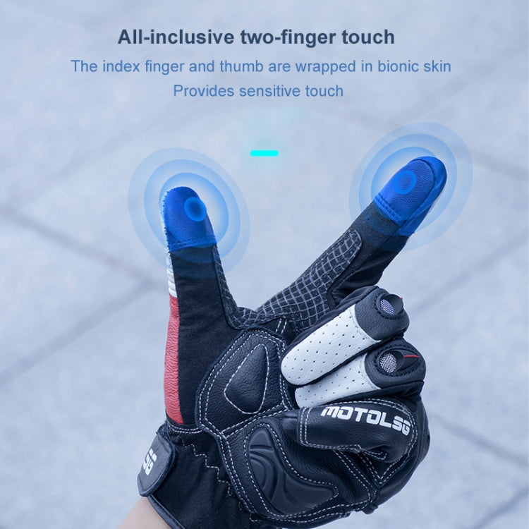 Un paio di guanti da moto in vera pelle con touch screen rigido in fibra di carbonio, S, M, L, XL, XXL
