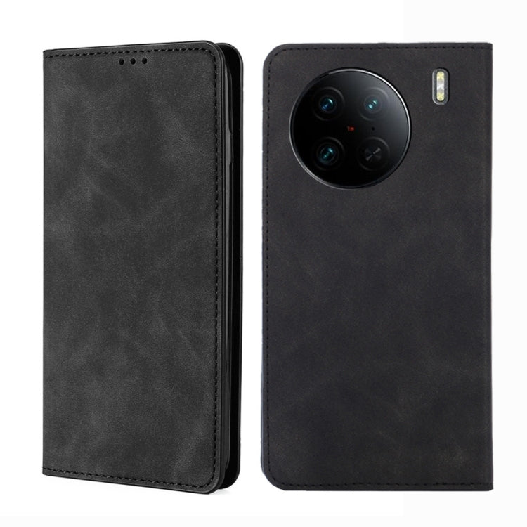 Custodia per telefono in pelle con vibrazione orizzontale magnetica Skin Feel, For vivo X90 Pro 5G