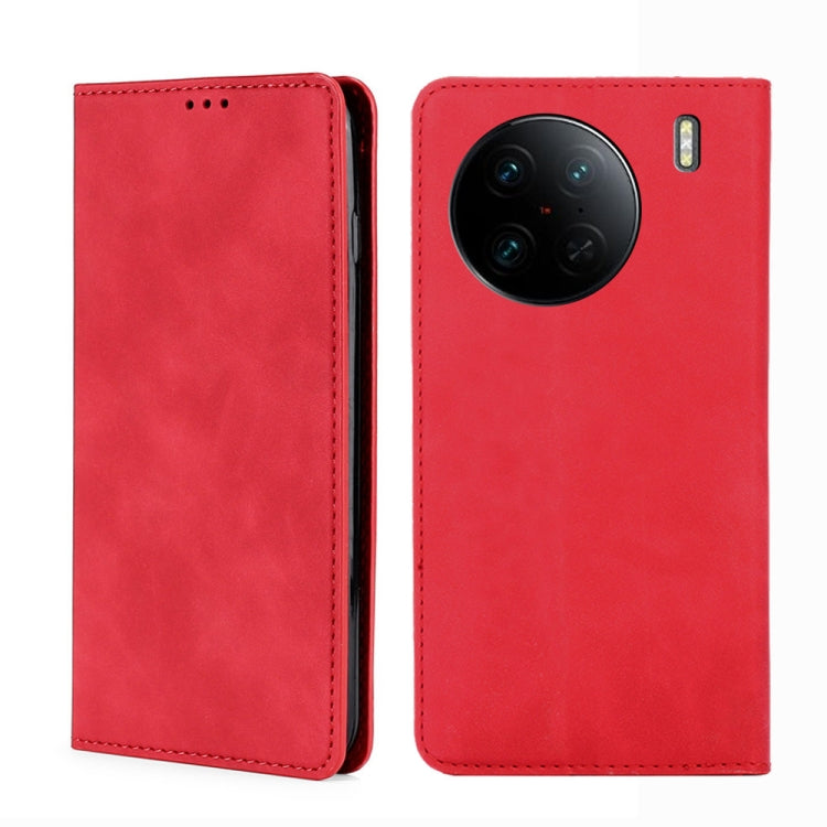 Custodia per telefono in pelle con vibrazione orizzontale magnetica Skin Feel, For vivo X90 Pro 5G