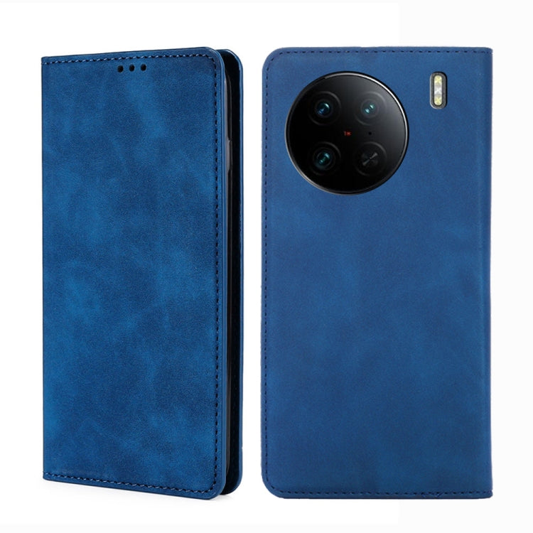 Custodia per telefono in pelle con vibrazione orizzontale magnetica Skin Feel, For vivo X90 Pro 5G