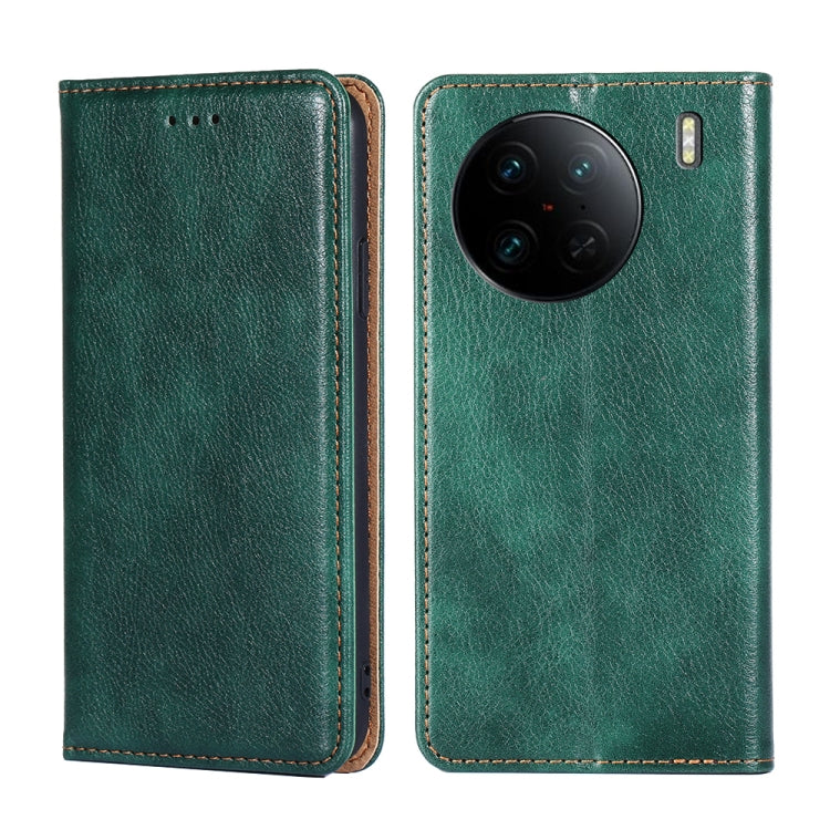 Custodia per telefono in pelle magnetica tinta unita a olio lucido, For vivo X90 Pro 5G