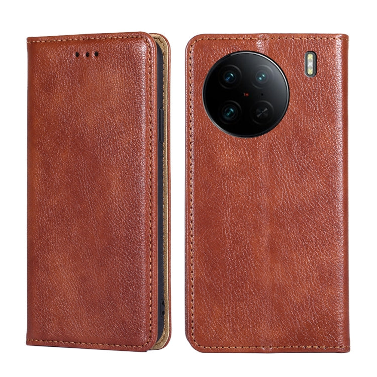 Custodia per telefono in pelle magnetica tinta unita a olio lucido, For vivo X90 Pro 5G