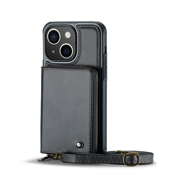 JEEHOOD Custodia per telefono in pelle con cerniera serie C22 con doppio cordino, For iPhone 13, For iPhone 13 Pro, For iPhone 13 Pro Max, For iPhone 12