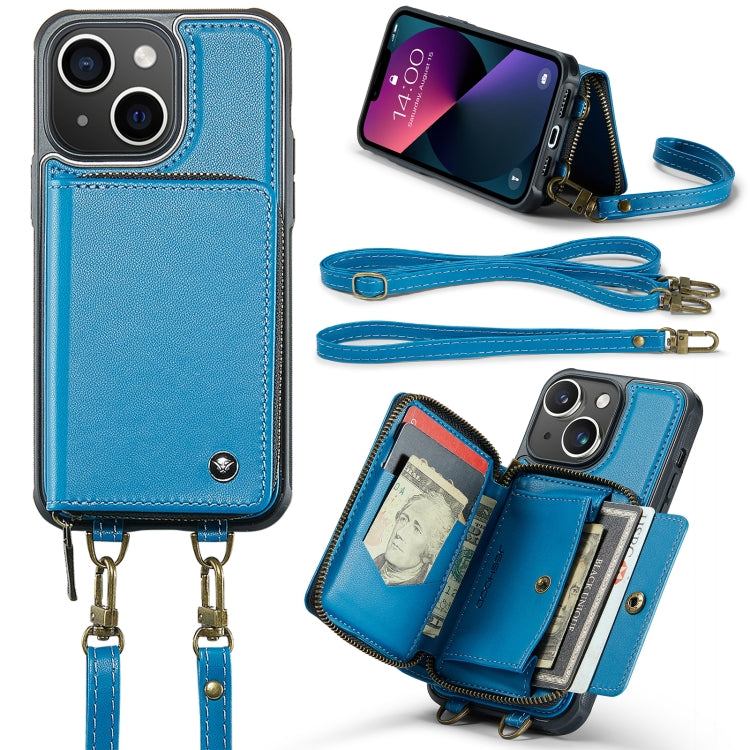 JEEHOOD Custodia per telefono in pelle con cerniera serie C22 con doppio cordino, For iPhone 13, For iPhone 13 Pro, For iPhone 13 Pro Max, For iPhone 12