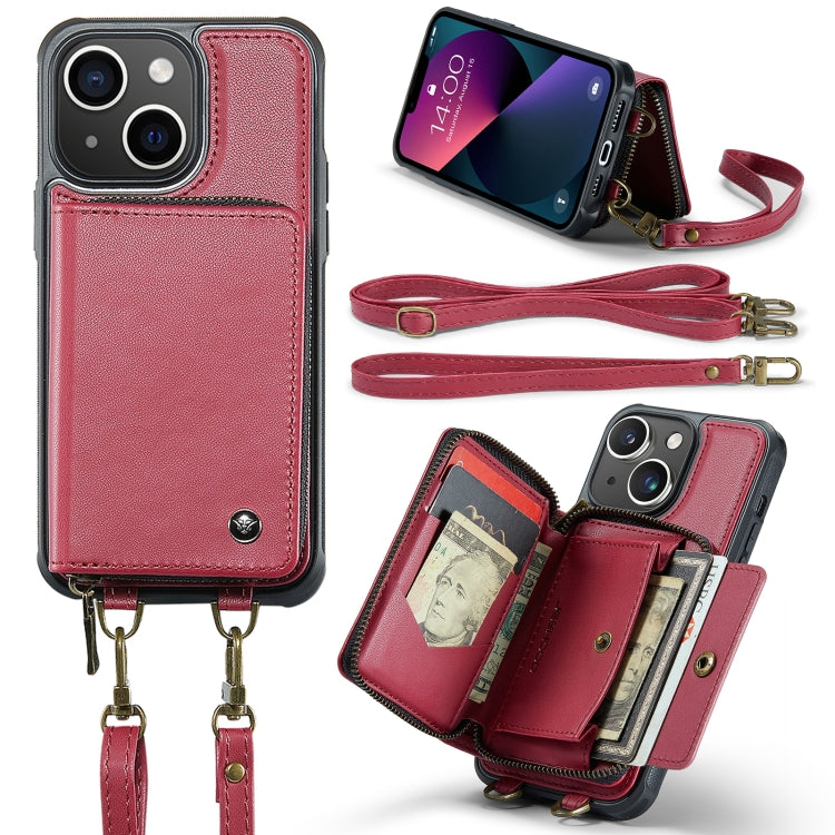 JEEHOOD Custodia per telefono in pelle con cerniera serie C22 con doppio cordino, For iPhone 13, For iPhone 13 Pro, For iPhone 13 Pro Max, For iPhone 12